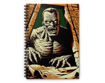 Caderno Espiral de Múmia - Linha Pautada, Diário, Diário, Presente de Halloween, Planejador Assustador, Caderno de Desenhos em Branco, Presentes para Escritores