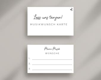 Musikwunschkarten für Hochzeit | Musikwünsche Karten | Hochzeit Liederwunsch | Song wünschen | Musik wünsche