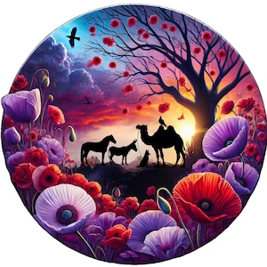 Download digital de animais de serviço do Dia da Memória, Memorial Day, , Para que não esqueçamos, Nós nos lembraremos deles, Papoula vermelha e roxa,