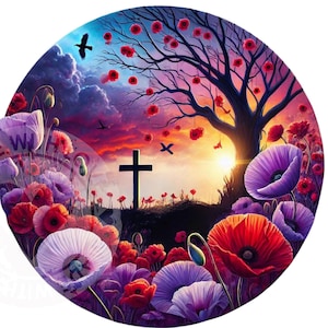 Descarga digital de amapolas del Día del Recuerdo, Día de los Caídos, Anzac PNG, No lo olvidemos, Los recordaremos, Amapola roja y morada, Molinillo de viento