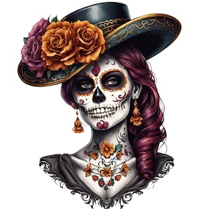 Day of the Dead La Catrina  Digital Download  PNG, Sugar Skull PNG