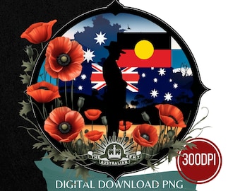 Remembrance Day Digital Download, Australian Aboriginal Service, Anzac PNG, Lest We Forget PNG, Flanders Field Red Poppy Poppies Art PNG