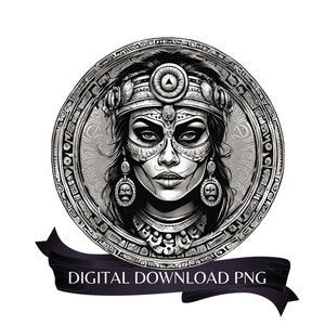 Azteekse krijgervrouw PNG-kunst: Mexica Design (digitale download)