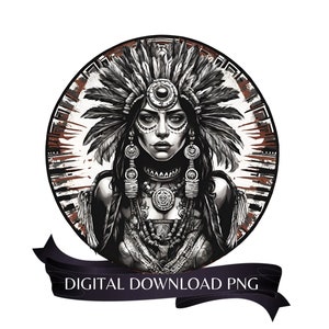Azteekse krijger, png-bestand: zilvertinten, cultureel icoon (digitale download)
