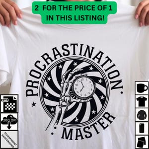 Procrastination Master Skeleton Clock Art Print - Gothic Humor (Digital Downloads)