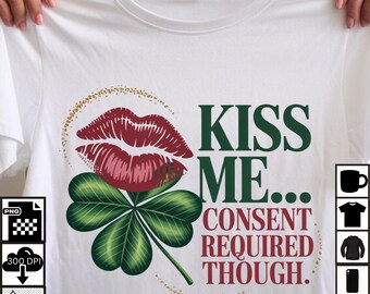 Funny St Patrick’s Day Shirt Design • Shamrock Lips Sublimation • Irish Humor Digital Download