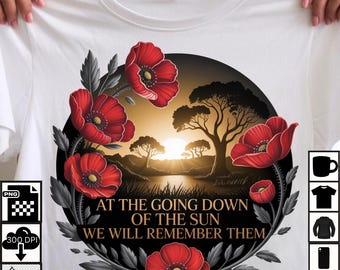 Opdat we geen herinneringsontwerp vergeten | ANZAC Memorial Poppy-zonsondergang, png