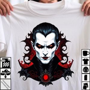 Dracula Halloween Gothic clipart PNG, Dracula design digital graphics, shirts mugs cushions