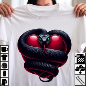 Design de sublimação de cobra gótica Valentine | Decoração romântica escura - Arte de parede gótica para casa - Impressão de amor gótico - Design de camiseta