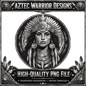 Aztec Warrior Woman PNG: Mexican Cultural Icon (Digital Download) image 1