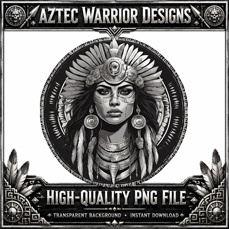 Aztec Warrior Woman PNG: Mexican Cultural Icon (Digital Download) image 1