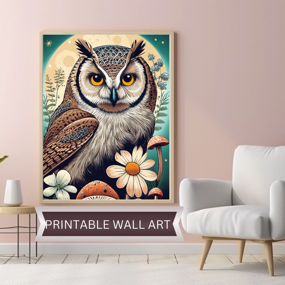 Barn Owl Wall Art PNG Owl Lover Owl Art Etsy