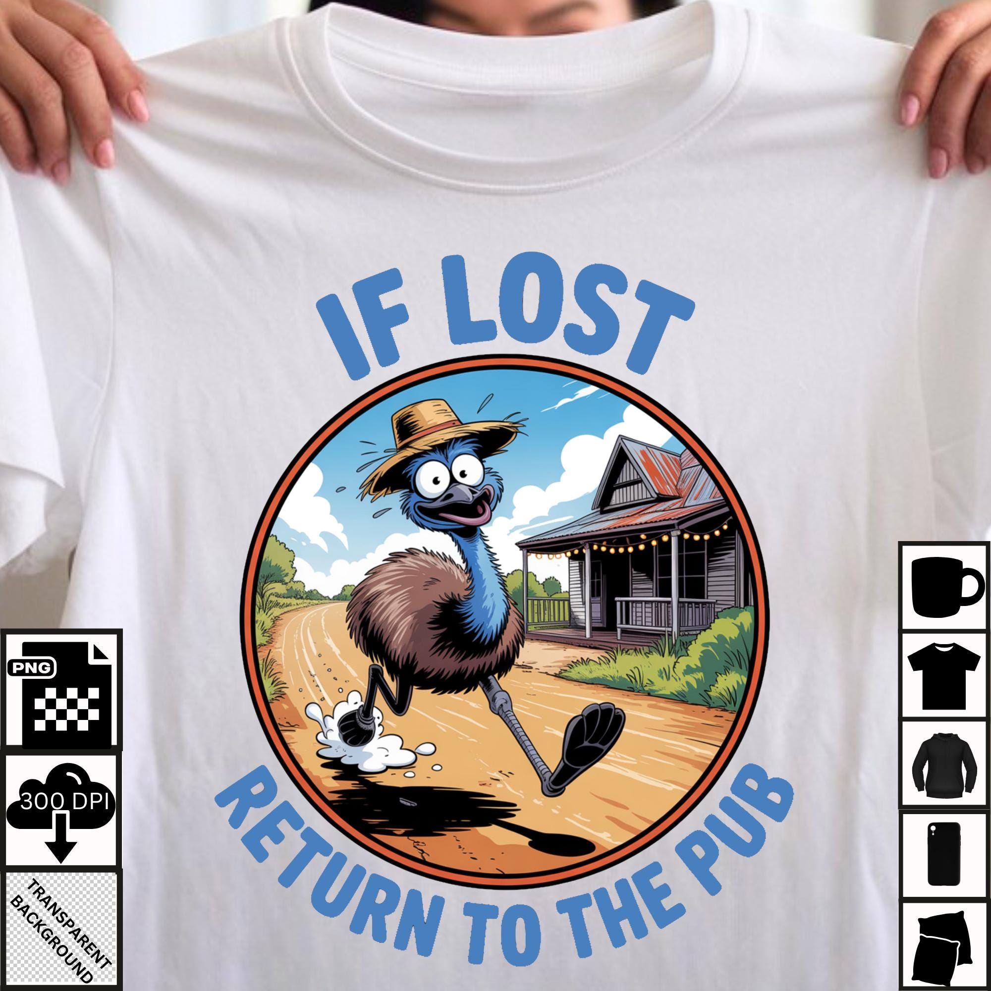 Funny Emu Aussie Pub Design: Outback Humor PNG (digital Download ...