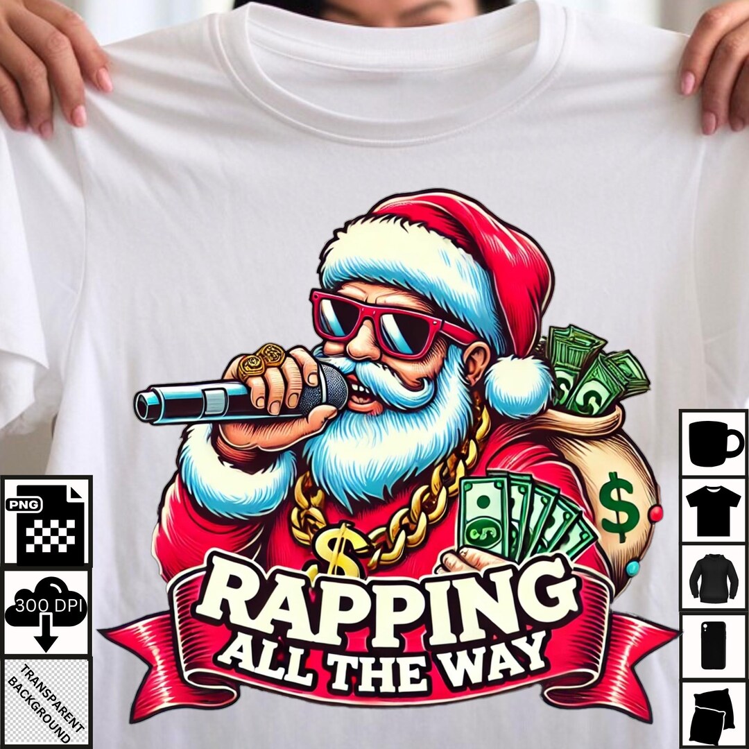 Santa Rappy Hip-hop Santa PNG: Rapping Christmas Digital Download - Etsy