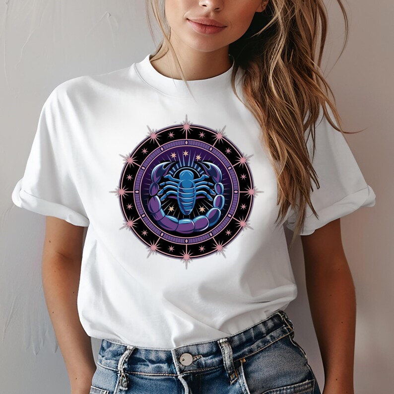 Scorpio Zodiac Art Print Celestial Scorpio Design in Blues and Purples