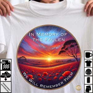 En memoria de los caídos PNG / Los recordaremos / Recuerdo militar Descarga digital para camisetas, tazas y arte mural