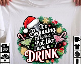 Funny Christmas PNG: Holiday Cocktail Design for Mugs & Shirts (Digital Download 5000x5000 px)