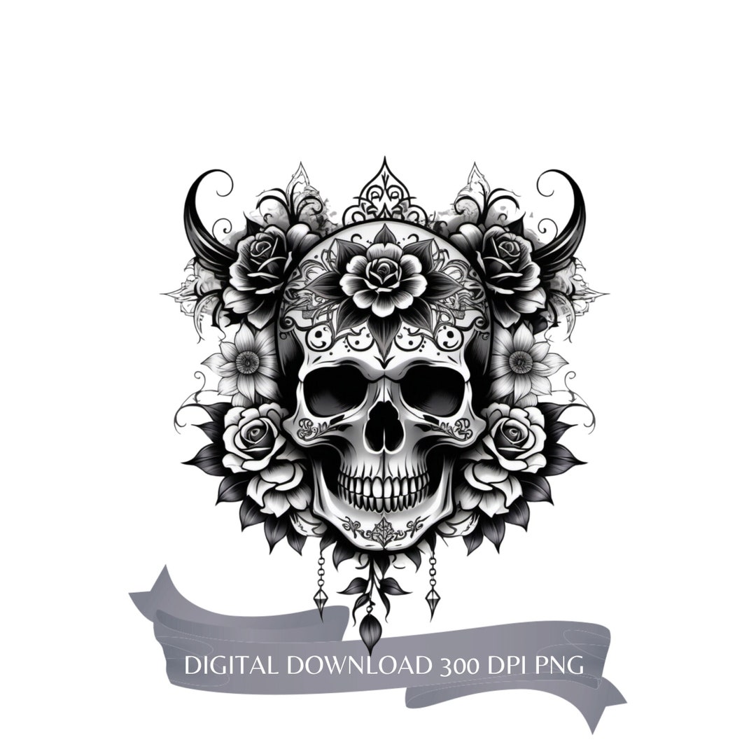 Sugar Skull Tattoo Design PNG File Digital Download High Resolution - Etsy