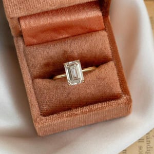 Bague de fiançailles taille émeraude en or massif 14 carats, bague de fiançailles en moissanite de 1,50 carat, bague solitaire en moissanite émeraude, bague de promesse en or