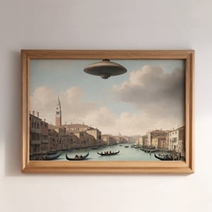 Venice Canal Painting Home Decore, Ufo Art, Downloadable Images, Wall Decor Over The Bed, Ufo Gifts