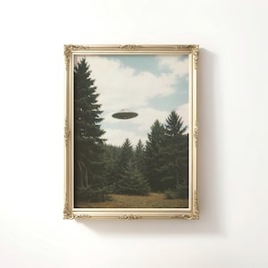 Framed UFO Wall Art, Ufo Photograph Printable, Nostalgic Image Ufo, Downloadable Art