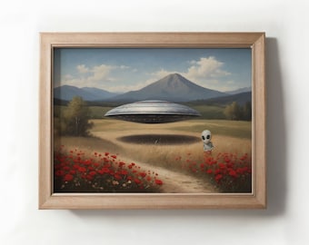 Extraterrestrial Art Print, Ufo Art Print, Digital Downloadable Images, Ufo Printable Art