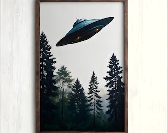 Vintage Retro Ufo Poster, Minimalist Ufo Art, Ufo Art Print, X Files Poster, Printable Art