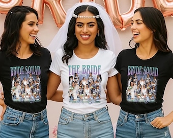 Maglietta personalizzata Bride Squad: regalo personalizzato per l'addio al nubilato con foto