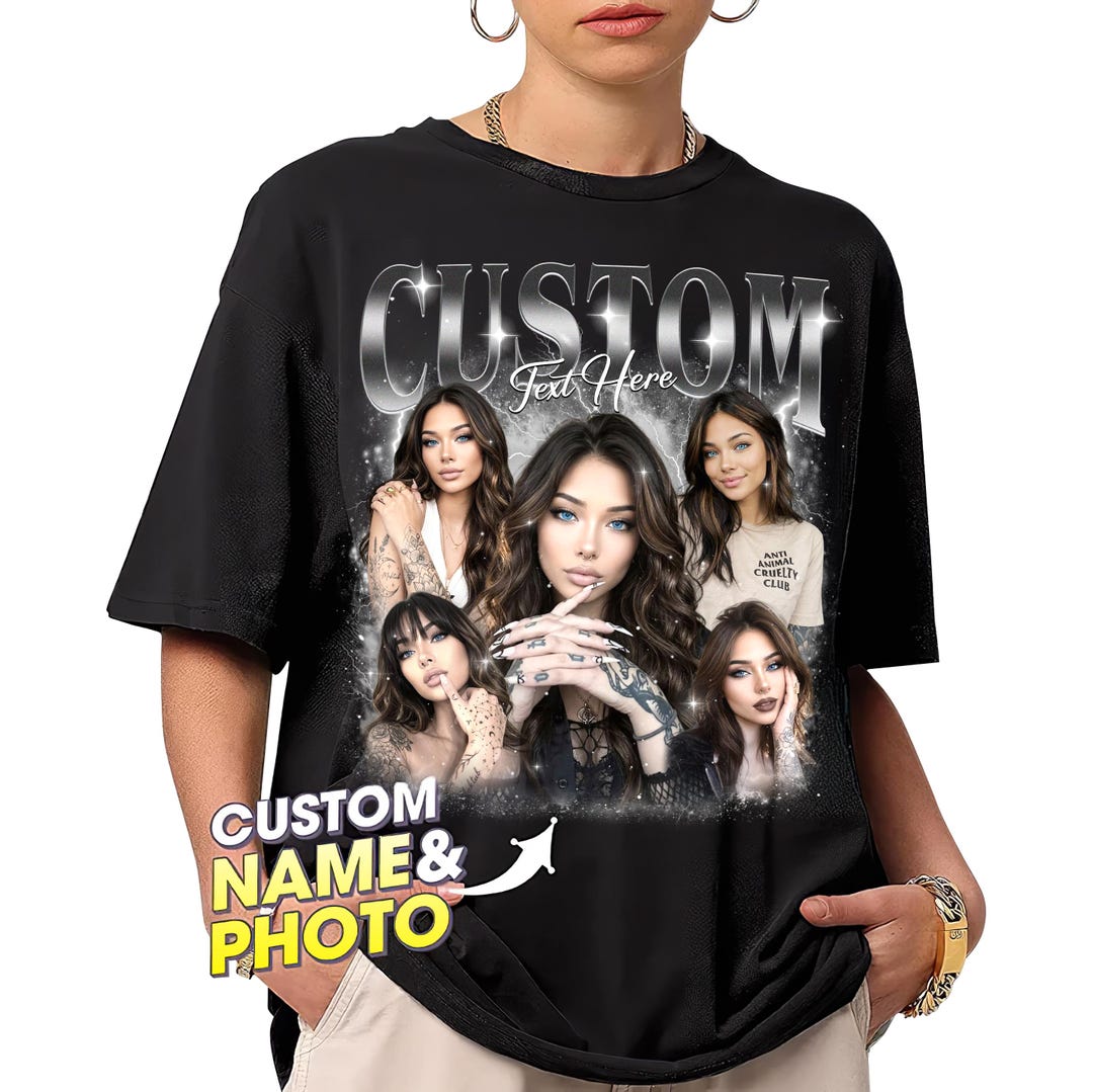 Custom Bootleg Rap Tee – Personalized Photo Vintage 90s Graphic Shirt