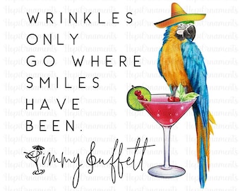 Jimmy Buffett Parrot SVG PNG: Tropical Cocktail Art (Digital Download)