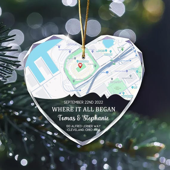 Custom Couple Map Ornament, Where It All Began, Personalized Engagement Gift, Our First Date Christmas Ornament, Xmas Gift For Him Or Her