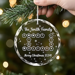 Personalized Family Glass Christmas Ornament: Custom Name, 2024 Gift