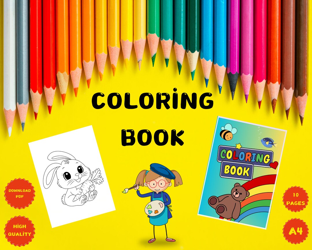 Coloring Pages for Kids, Coloring Book, Simple Coloring Book, Simple
