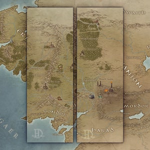 Een kaart van Middle Earth Lord of The Rings, gebaseerd op de boeken van J.R.R Tolkien, fantasiebladwijzer