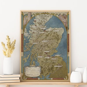 Outlander-kaartposter – Fantasy Wall Art uit de Outlander-serie, door Diana Gabaldon geïnspireerde print, handgetekende tv-showkaart, cadeau voor fans