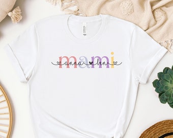 Personalisierts Mami Shirt, Personalisiertes Mama Shirt , Mami T-Shirt, Mama Geschenk, Geburtstag Mama, Muttertag Geschenk, Mami-Shirt