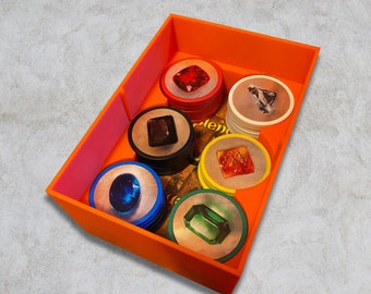 Compact 3D Printed Splendor Game Organizer - Customizable Color Inserts - Space-Saving Board Game Storage Solution