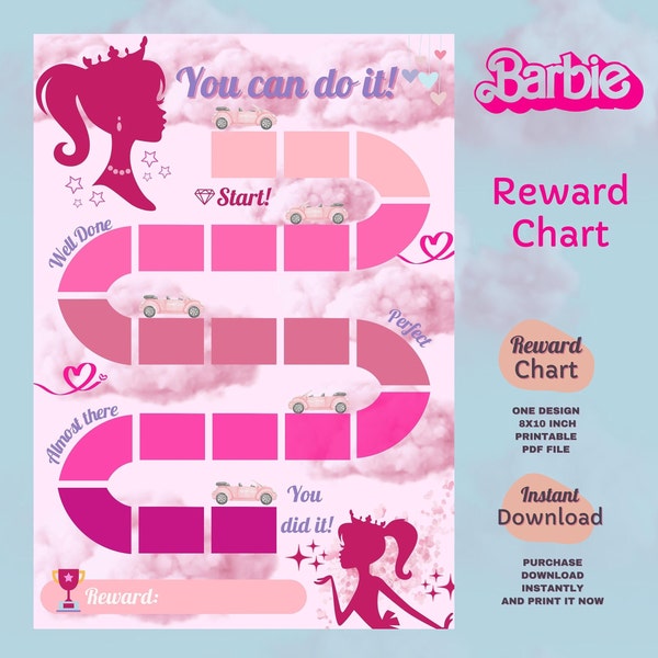 Barbie Princess Reward Chart , Positive Reinforcement for Girls , Printable Chore Tracker and Motivational Tool,  Printable Behavior Chart