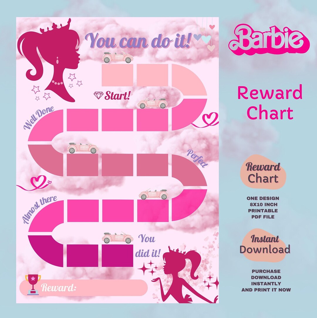 barbie-princess-reward-chart-positive-reinforcement-for-girls-printable-chore-tracker-and-motivational-tool-printable-behavior-chart-etsy
