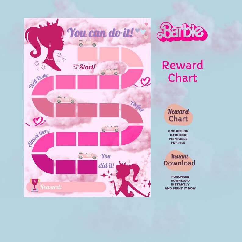 Barbie Princess Reward Chart , Positive Reinforcement for Girls ...