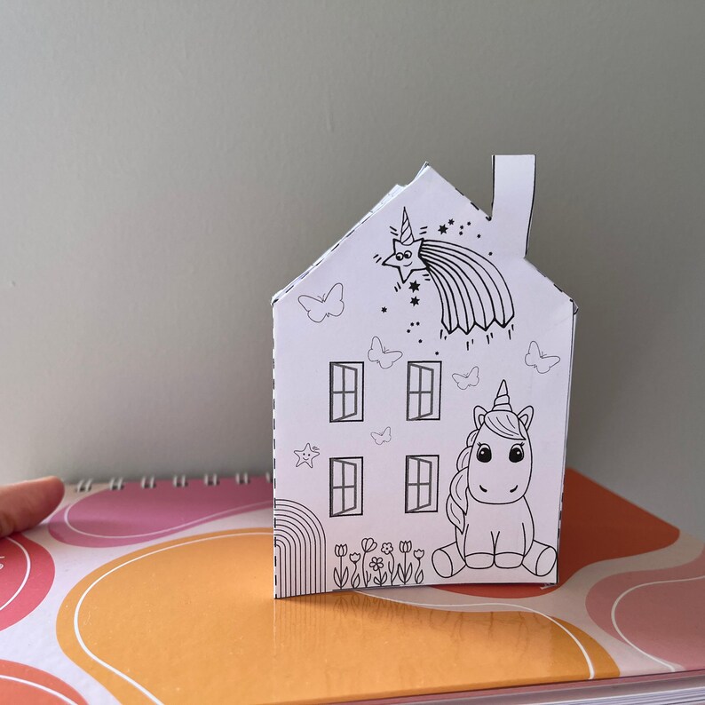Printable Unicorn Home Kit coloring Pages 3D Paper Unicorn House PDF ...