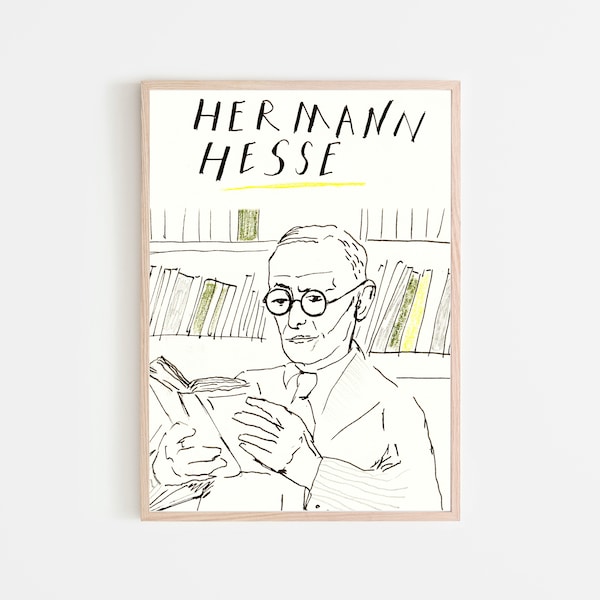 Poster classique en papier mat Hermann Hesse | Hermann Hesse Dessin | Impression Hermann Hesse | Affiche de l'auteur |