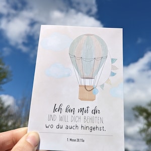 Christliche Klappkarte "ICH bin mit DIR" mit dem Bibelvers aus 1. Mose 28,15b |Geburt | Geburtstag |
