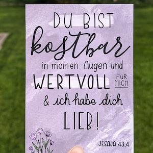Christliche Klappkarte "KOSTBAR" mit dem Bibelvers aus Jesaja 43,4