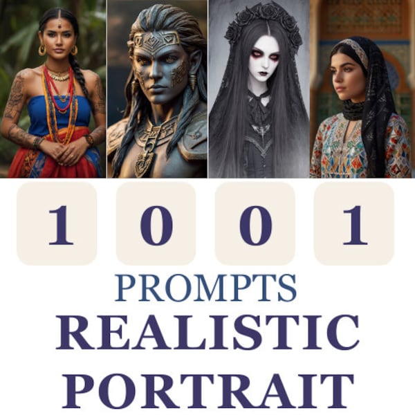 1001 Realistic Portrait Prompts popular right now, Ideogram/ Leonardo/ Midjourney, Lear AI, Digital Art, AI Generate, Art Print.