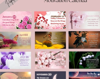 Popular Now Calendar 365 Days of Inspiration: Daily Motivation Calendar for a Lifetime of Positivity, Happy New Year, Printable or  Digital