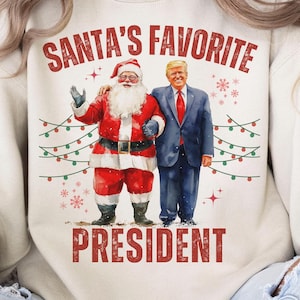 Santa's Favorite President Png, Humorous Trump Christmas Clipart PNG, Funny Trump Santa Png Illustration, Trump Christmas Design