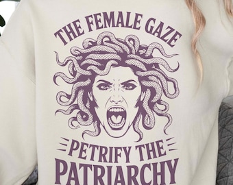 La mirada femenina petrifica al patriarcado Svg Png, Svg feminista de moda, Svg anti Trump, Svg de los derechos de las mujeres, Svg de cara de serpiente Medusa