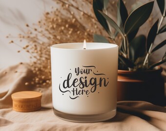 9 OZ Jar Candle Mockup, Boho Candle Mockup, Candle Label Mockup, Blank Candle Mockup, Scented Soy Candle Mock Up,  POD Candle Mockup
