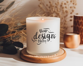 Boho Candle Mockup, Jar Candle Mockup, Blank Candle Mockup, Candle Label Mockup, Scented Soy Candle Mock Up,  POD Candle Mockup